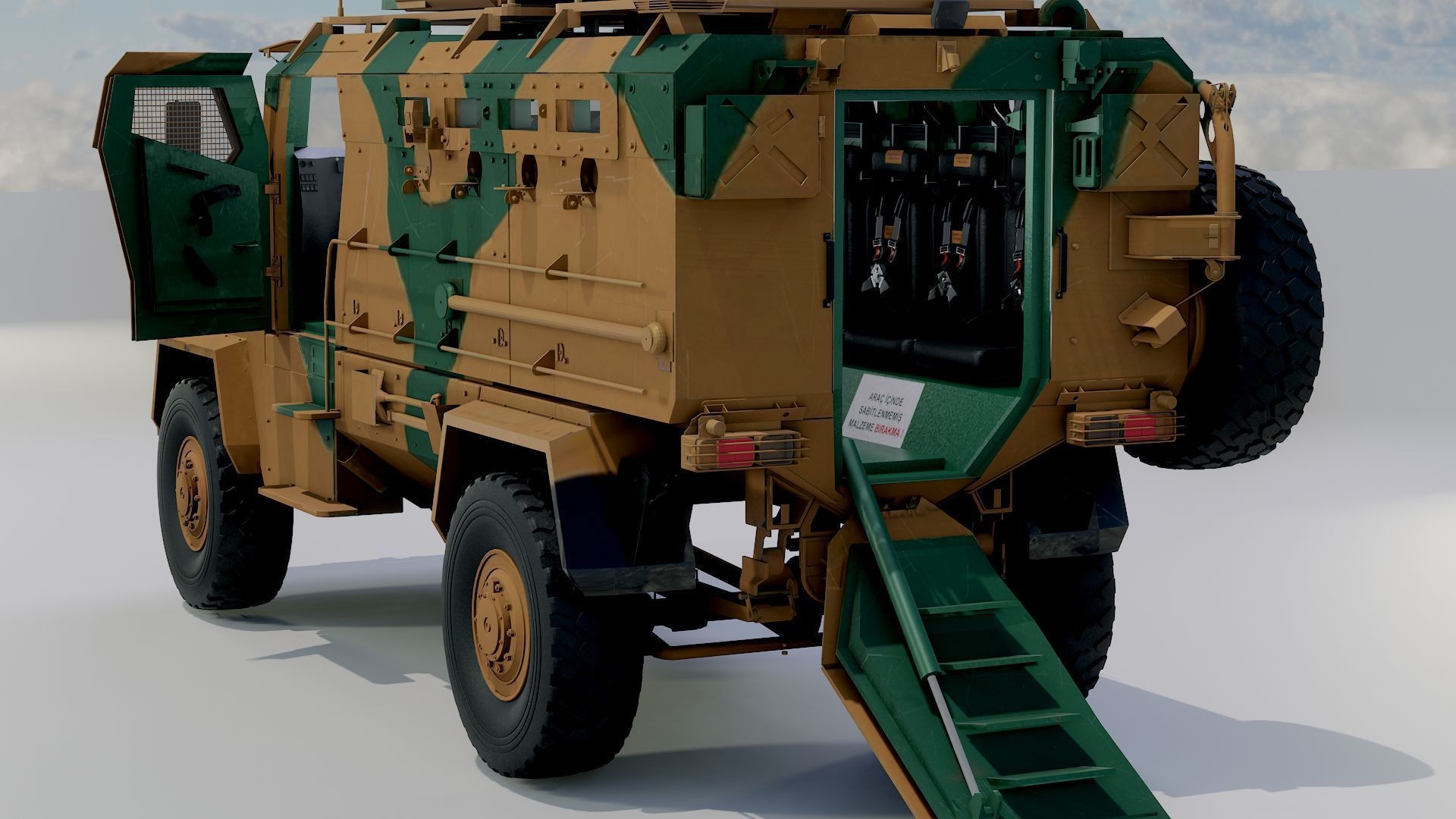 BMC kirpi MRAP - include inside - Fully Rigged Low-poly 3D model_12