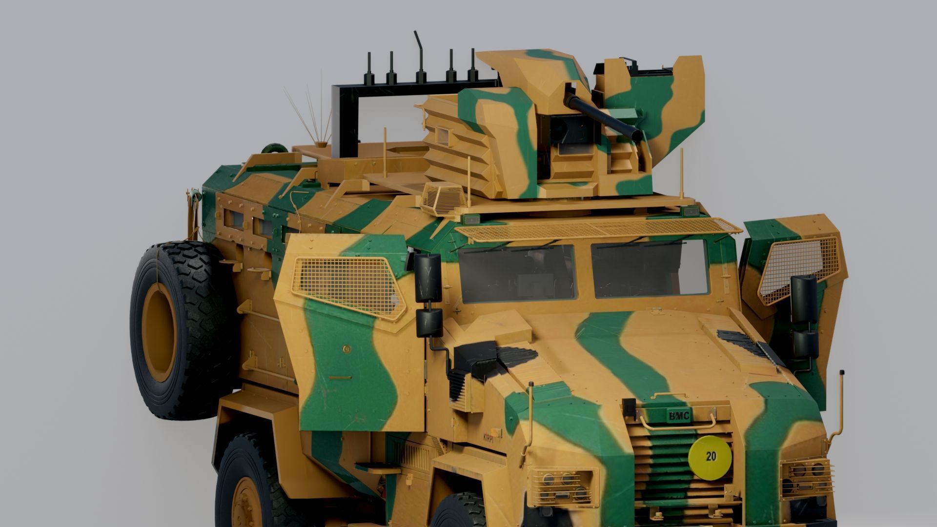 BMC kirpi MRAP - include inside - Fully Rigged Low-poly 3D model_7