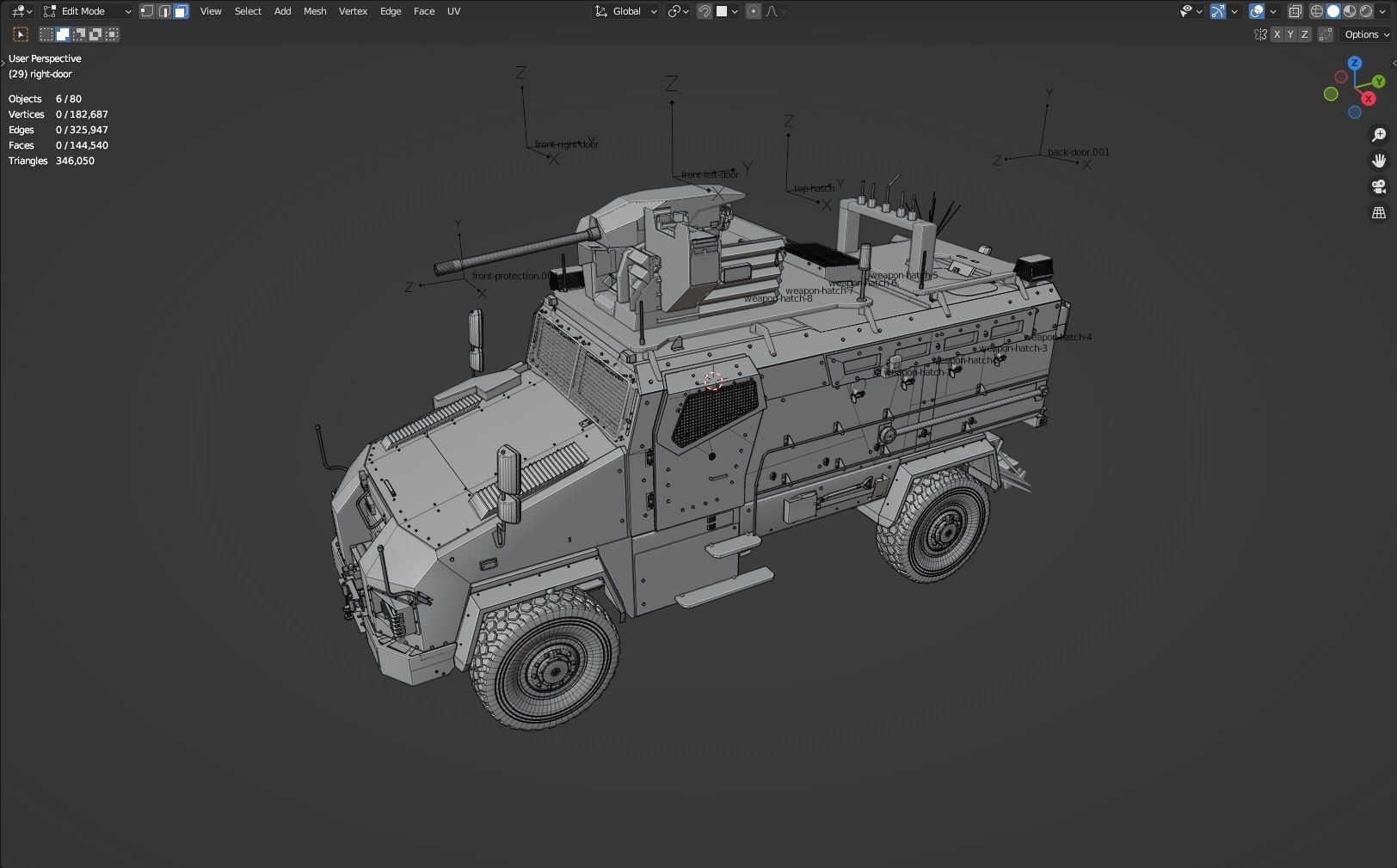 BMC kirpi MRAP - include inside - Fully Rigged Low-poly 3D model_15