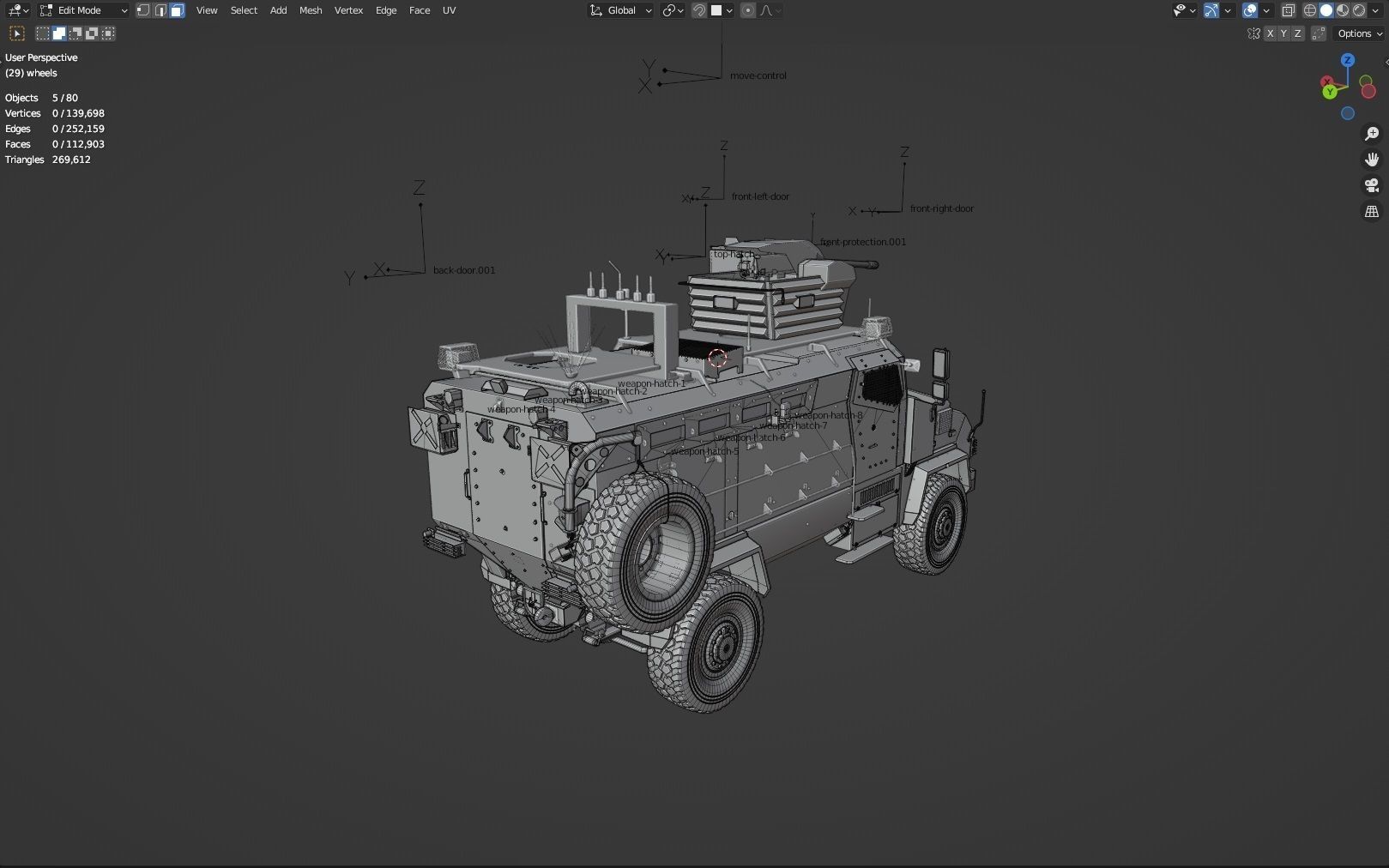 BMC kirpi MRAP - include inside - Fully Rigged Low-poly 3D model_16