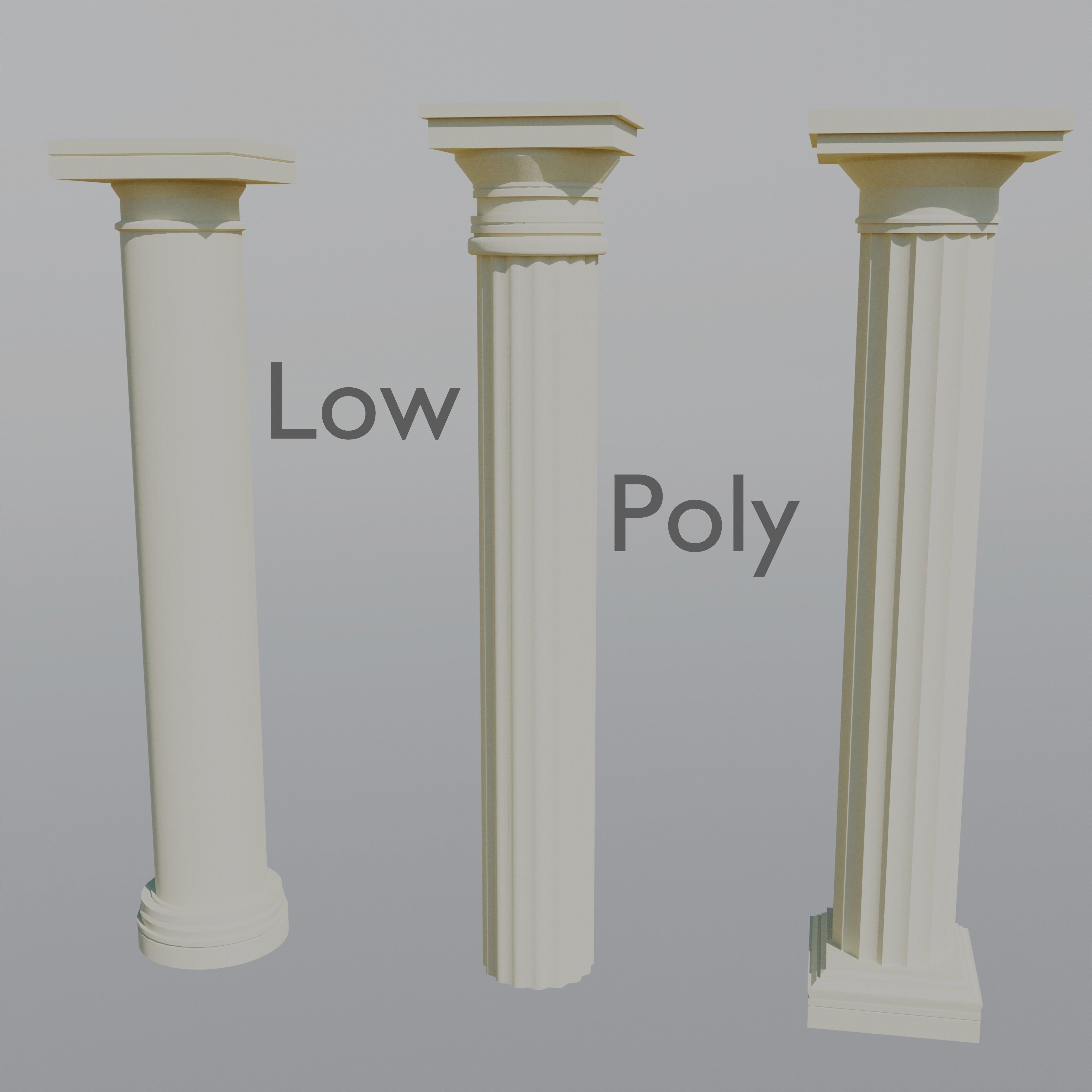Columns  Free low-poly 3D model_1