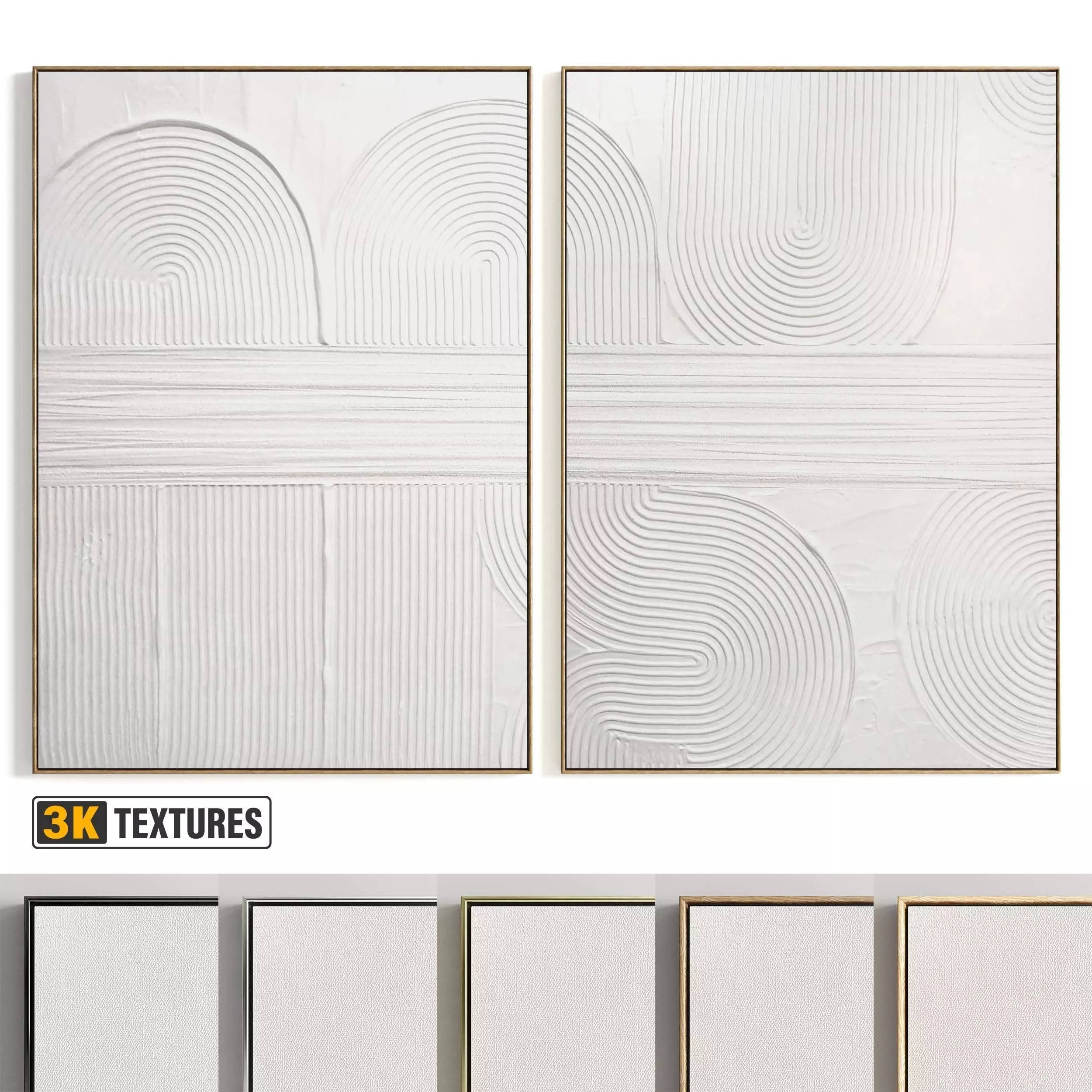 Plaster Two Photo Frame 458 Low-poly 3D model_0