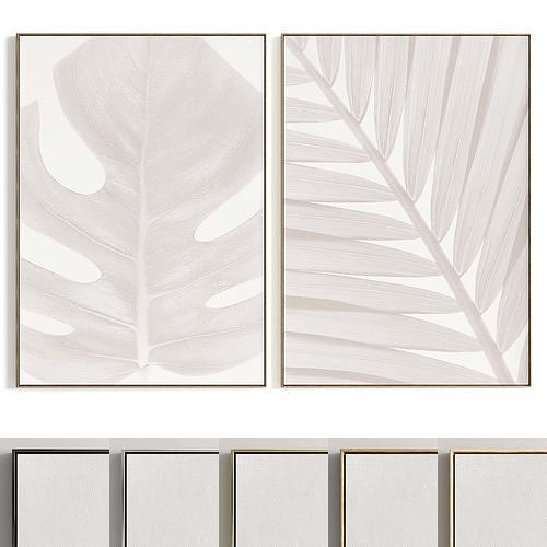 Plaster Two Photo Frame 459 Low-poly 3D model