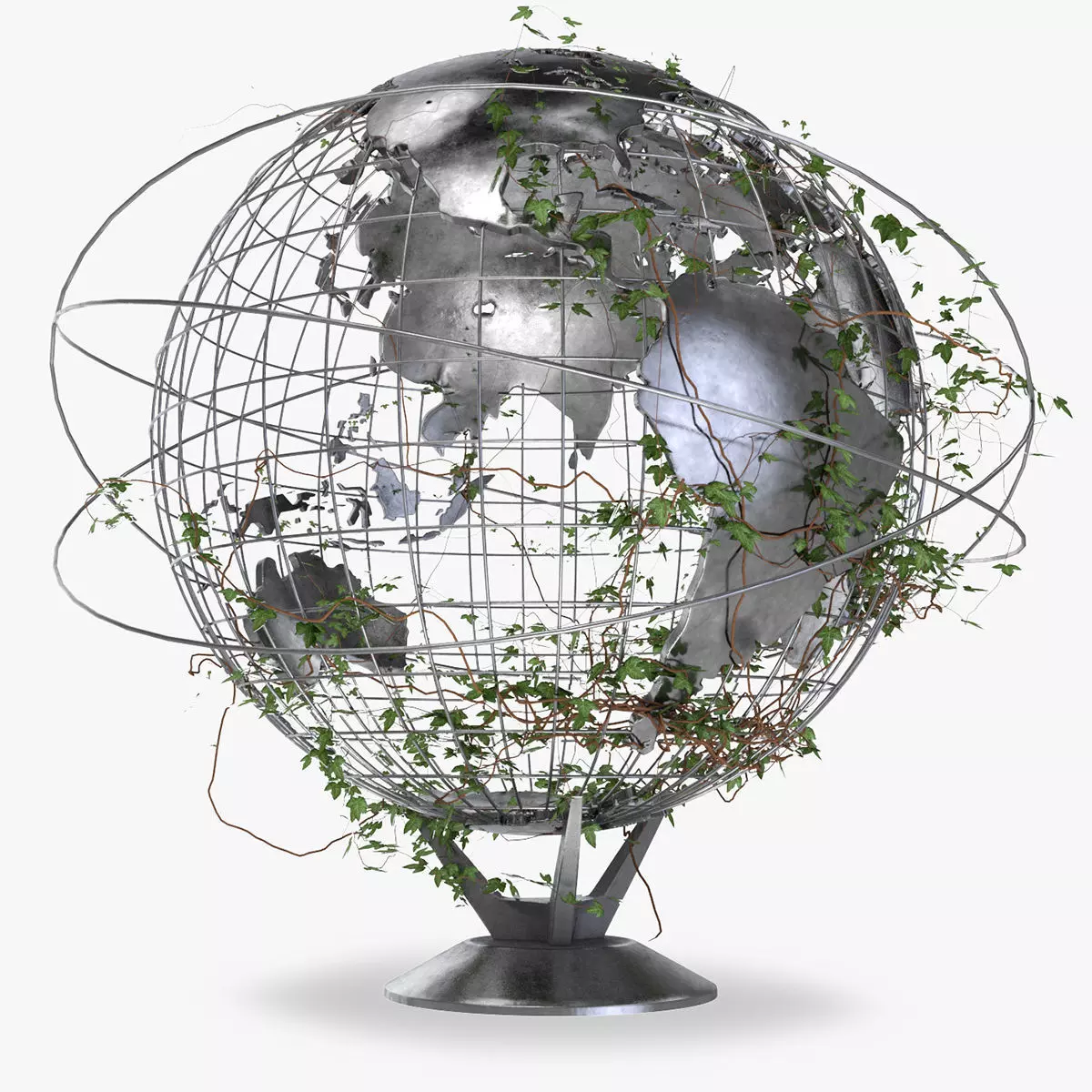 Ivy-Covered Earth Globe 3D Model Low-poly 3D model