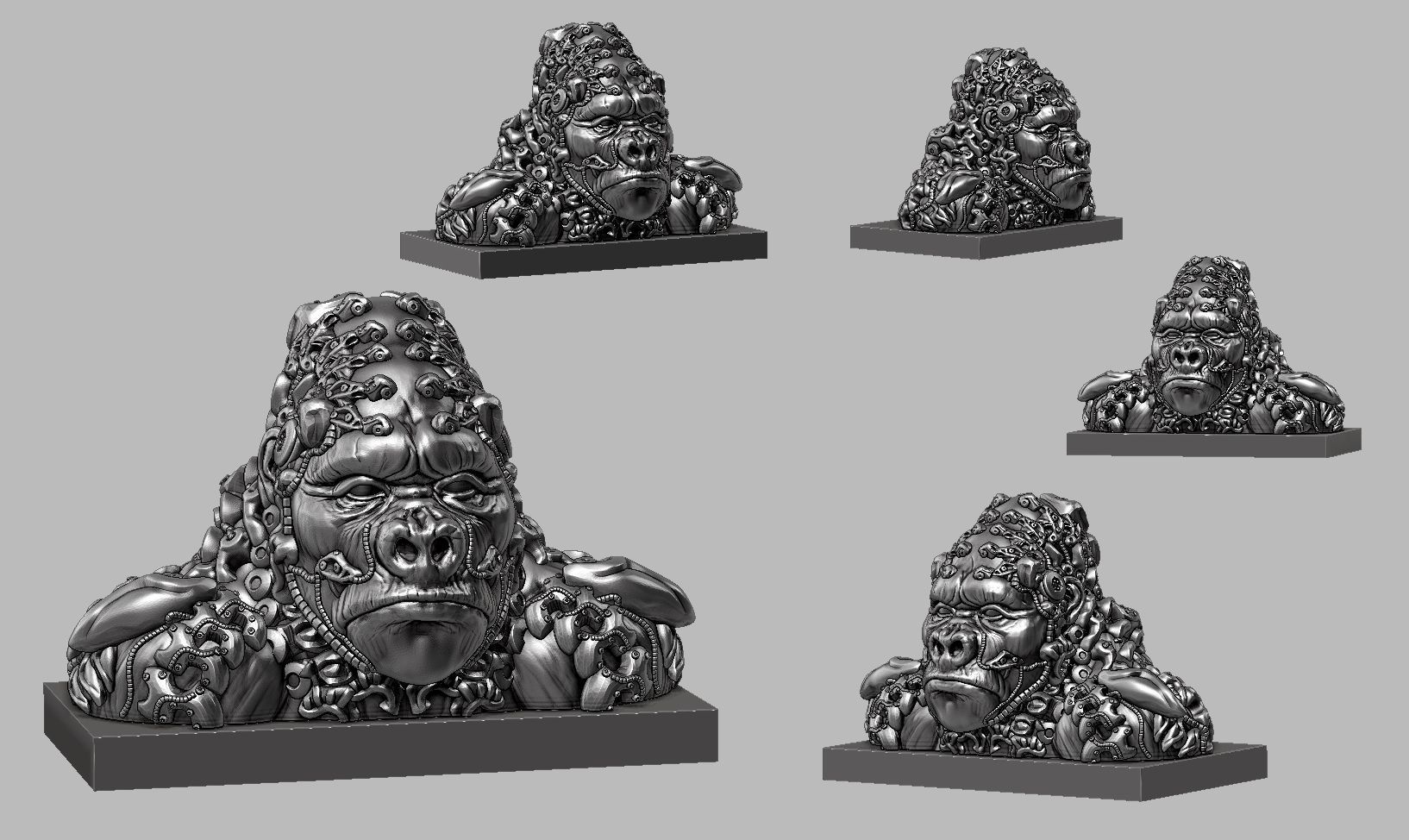 Robotic Gorilla head  3D print model_7