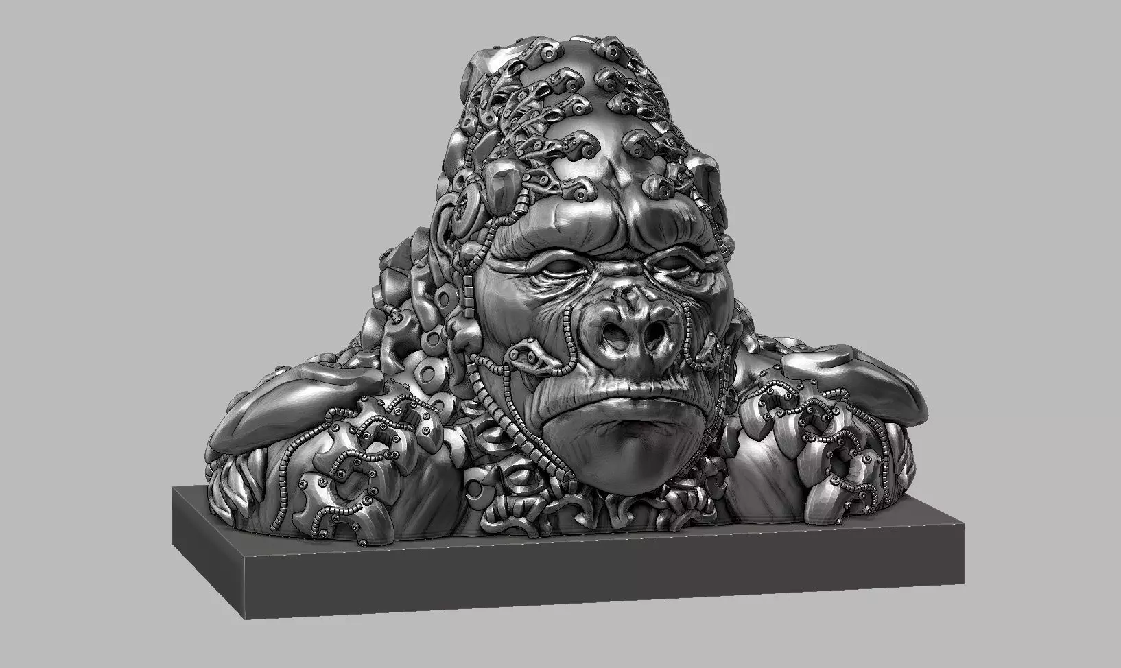 Robotic Gorilla head  3D print model_0