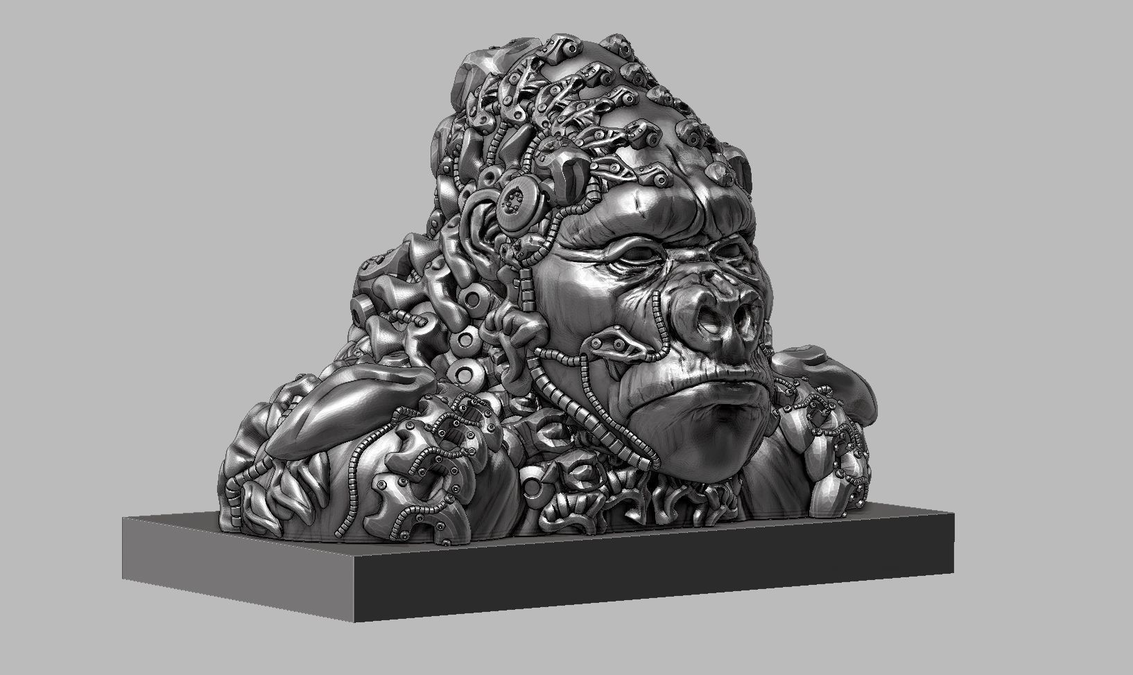 Robotic Gorilla head  3D print model_1