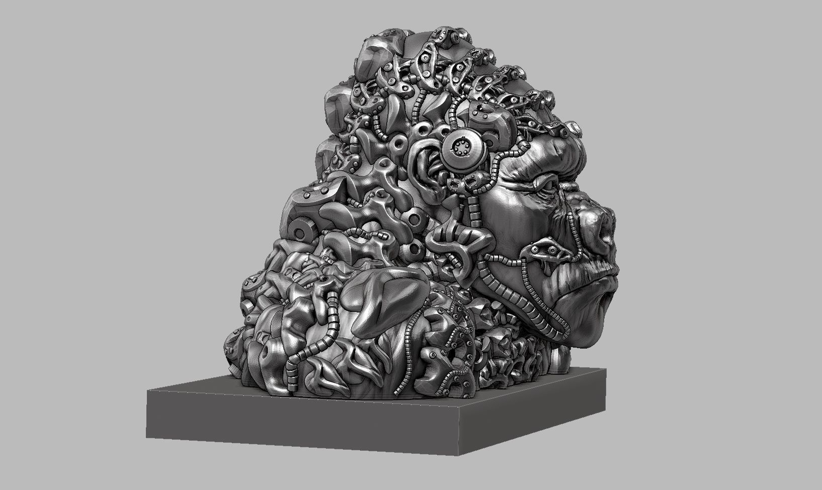 Robotic Gorilla head  3D print model_2