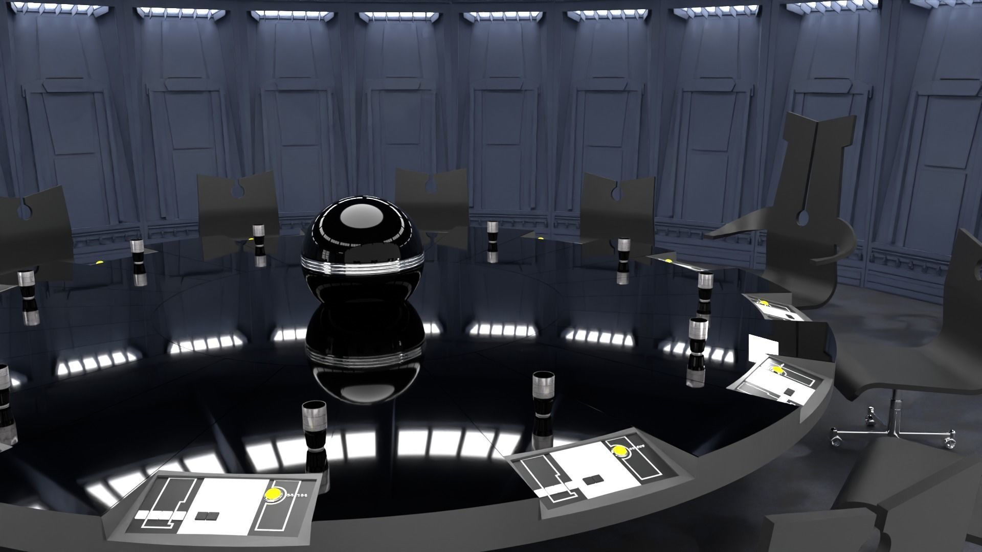 Set 6 - Death Star Conference Room 1-6 scale Hottoys 3D print model_4