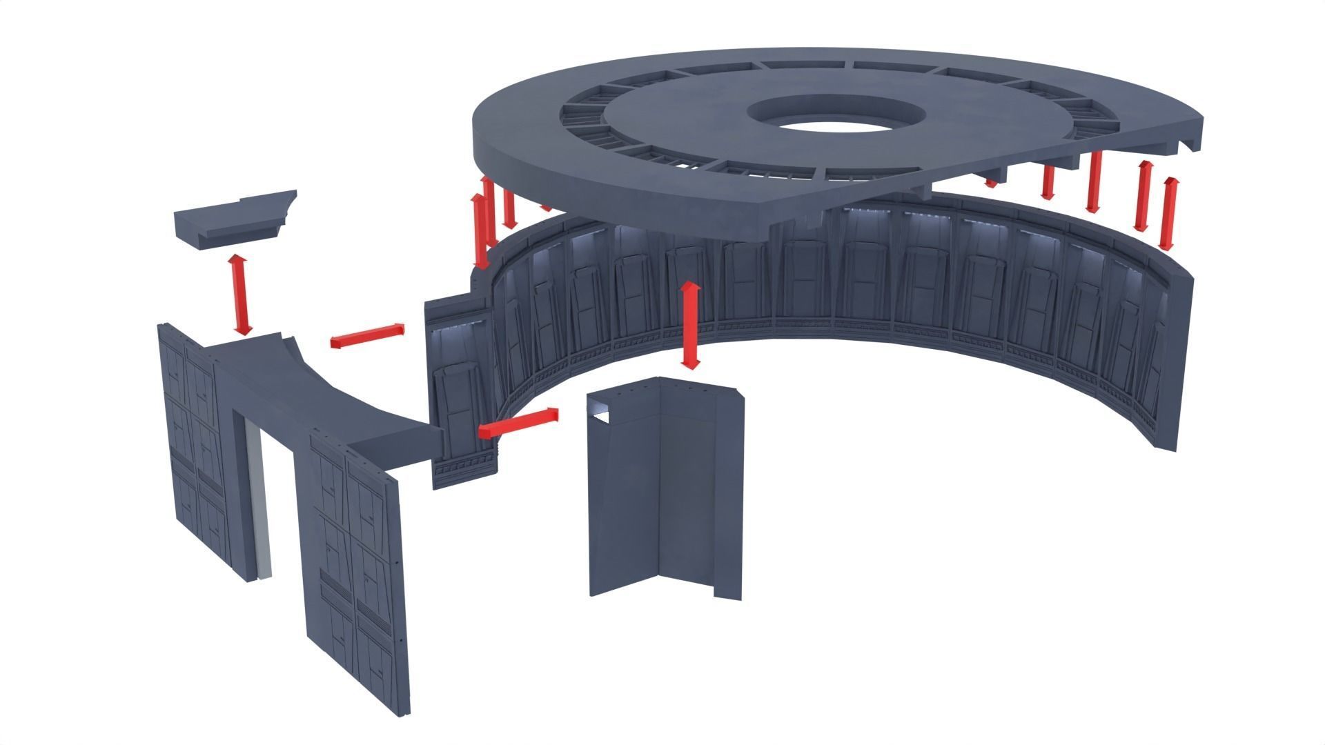 Set 6 - Death Star Conference Room 1-18 scale Kenner-Hasbro 3D print model_37