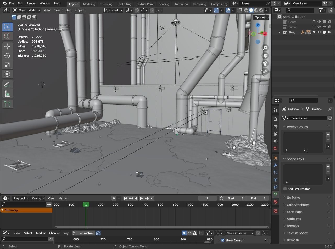 Realistic Abounded Dark Industrial Corridor 3D Model 3D model_6