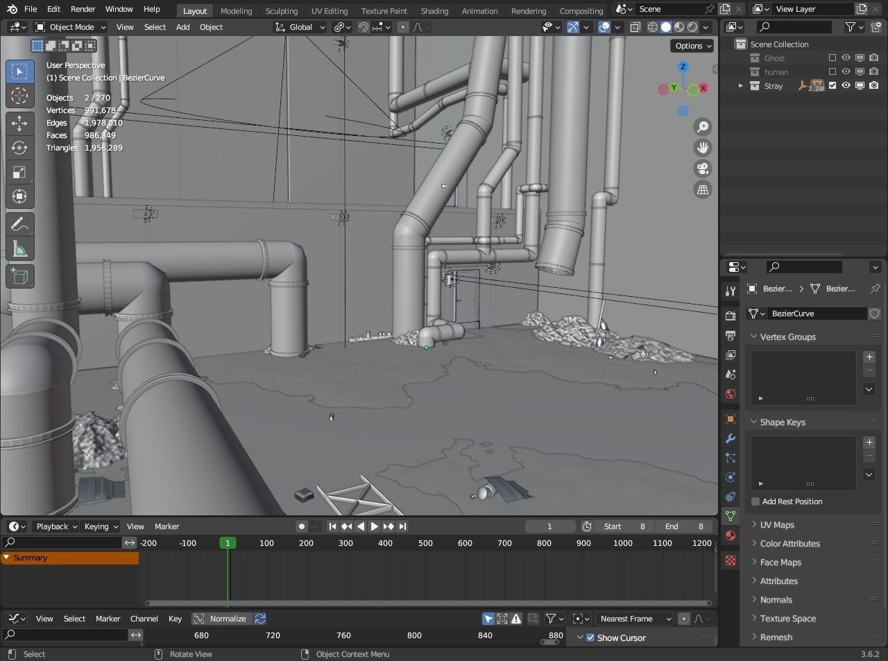 Realistic Abounded Dark Industrial Corridor 3D Model 3D model_5