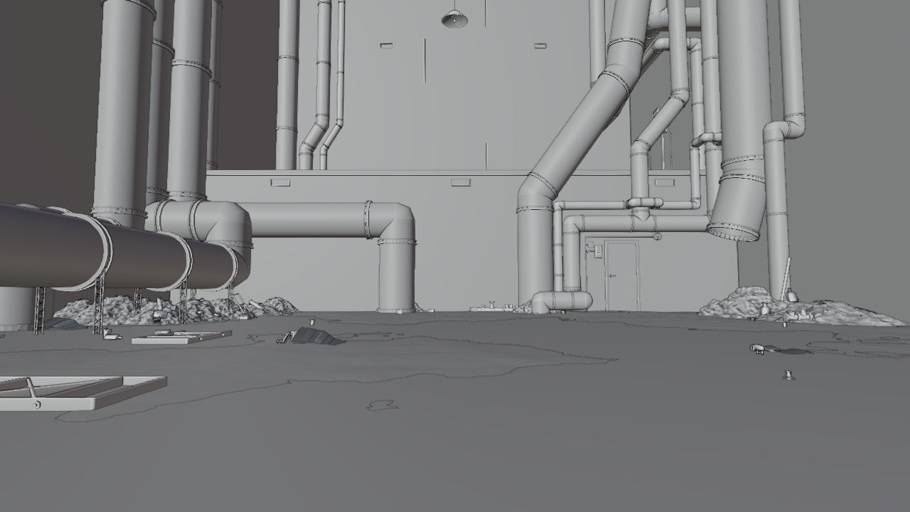 Realistic Abounded Dark Industrial Corridor 3D Model 3D model_3