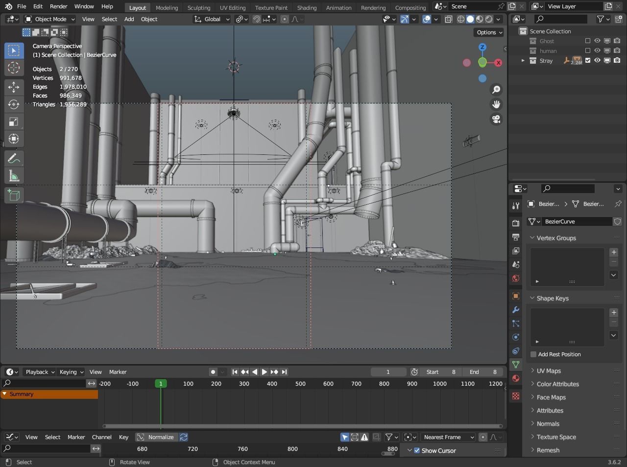 Realistic Abounded Dark Industrial Corridor 3D Model 3D model_4