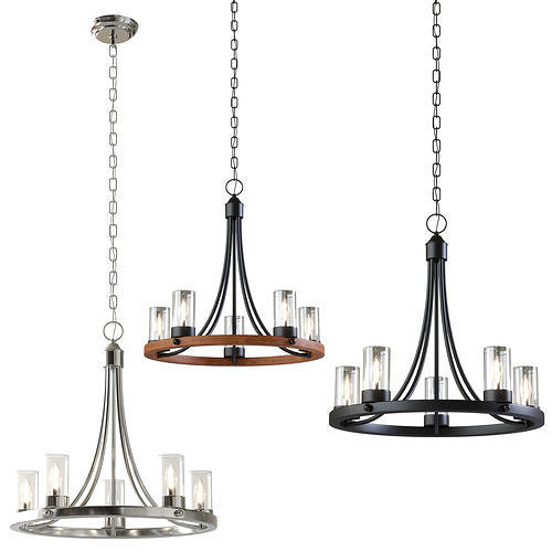 Kudzai 5 - Light Dimmable Wagon Wheel Chandelier 3D model
