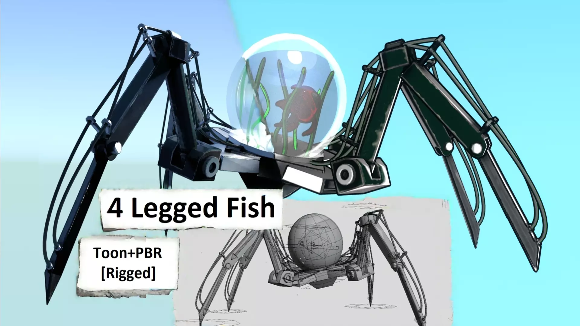 4 Legged Fish Low-poly 3D model_0