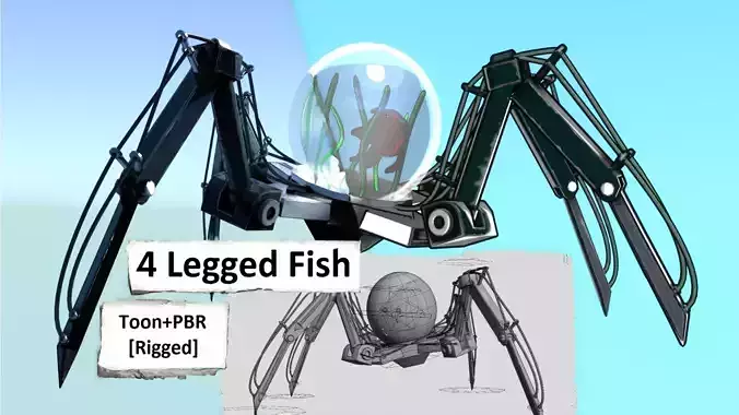 4 Legged Fish Low-poly 3D model