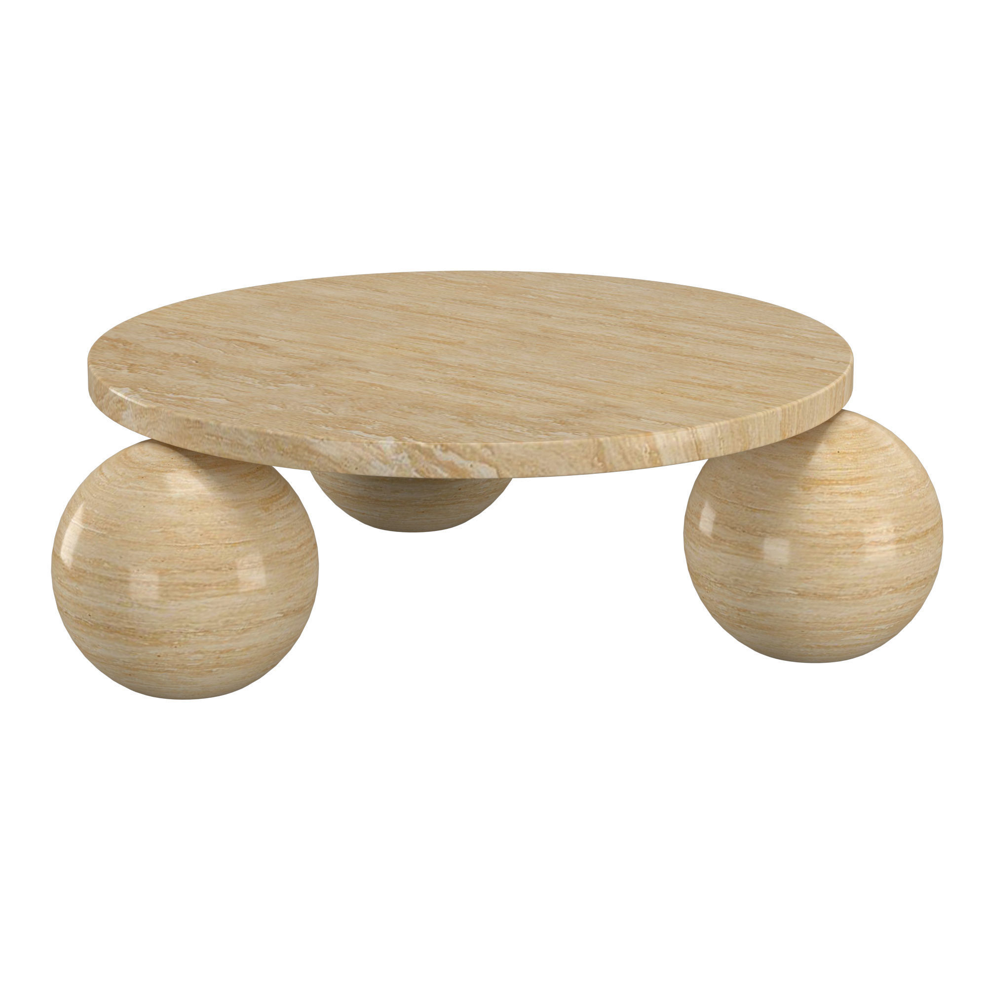 Amara Round Travertine Coffee Table 3D model_5