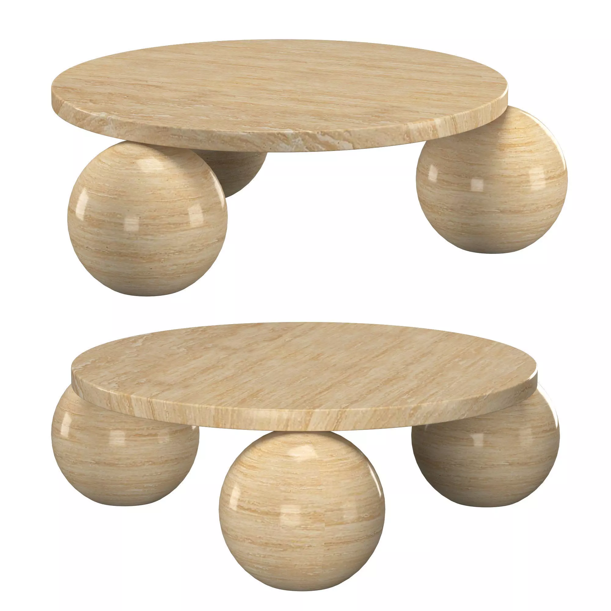 Amara Round Travertine Coffee Table 3D model_0