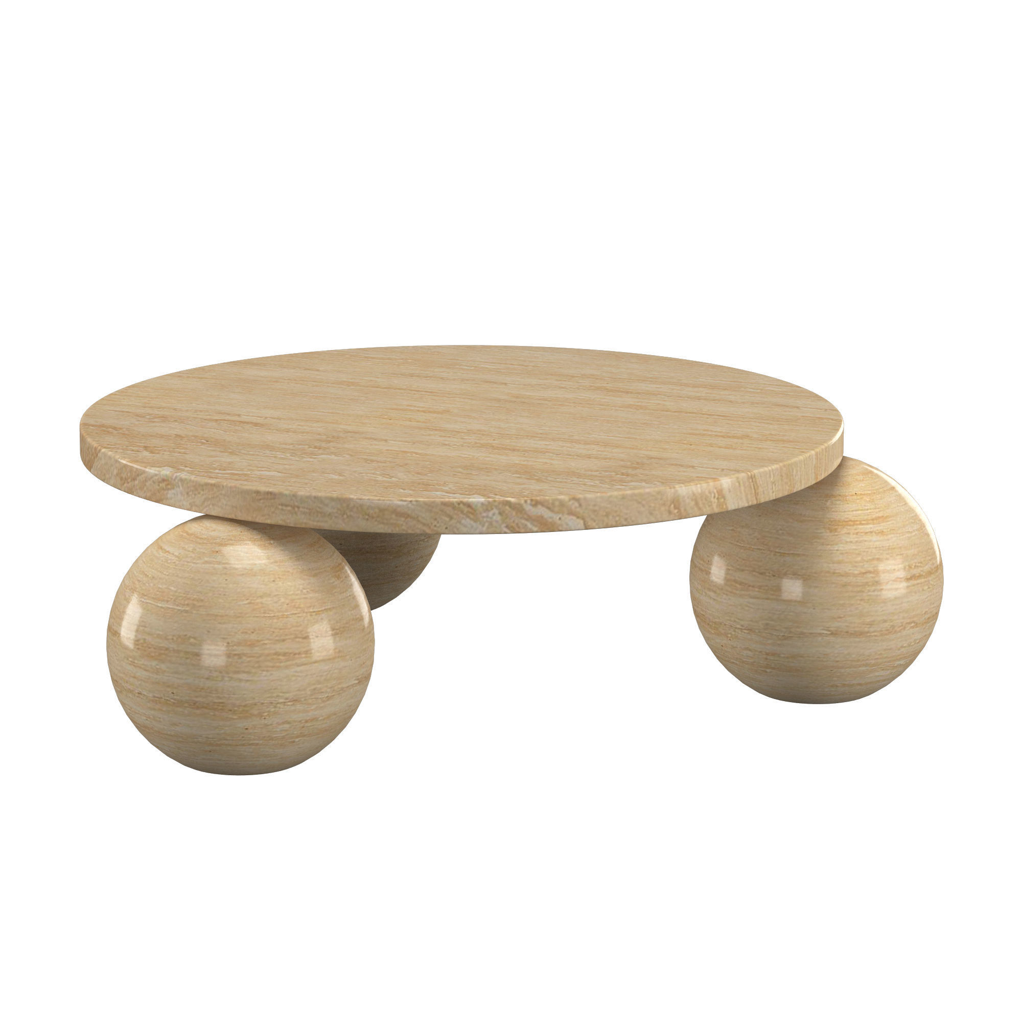 Amara Round Travertine Coffee Table 3D model_1