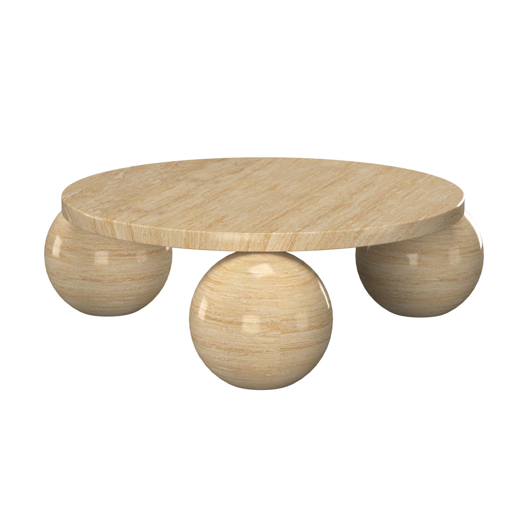 Amara Round Travertine Coffee Table 3D model_3
