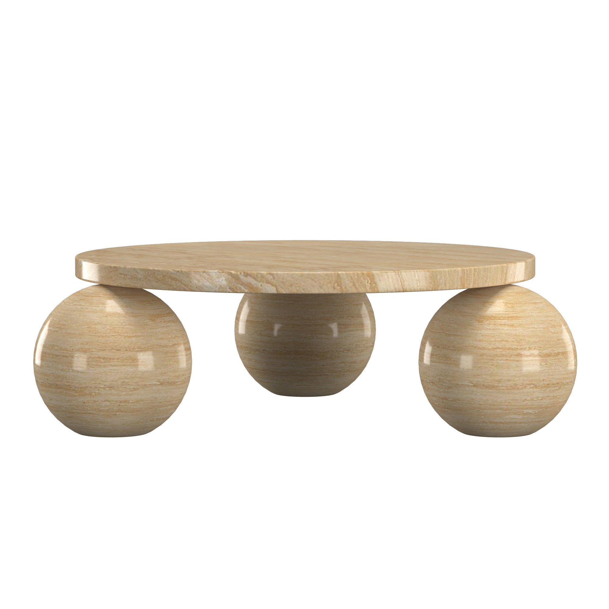 Amara Round Travertine Coffee Table 3D model_2