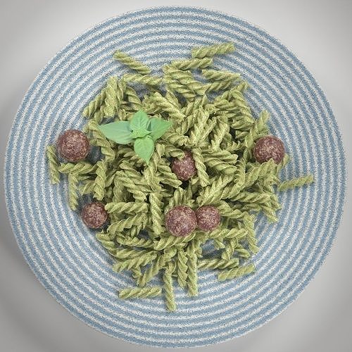 Meatballs Fusilli Pasta and Pesto 3D model 3