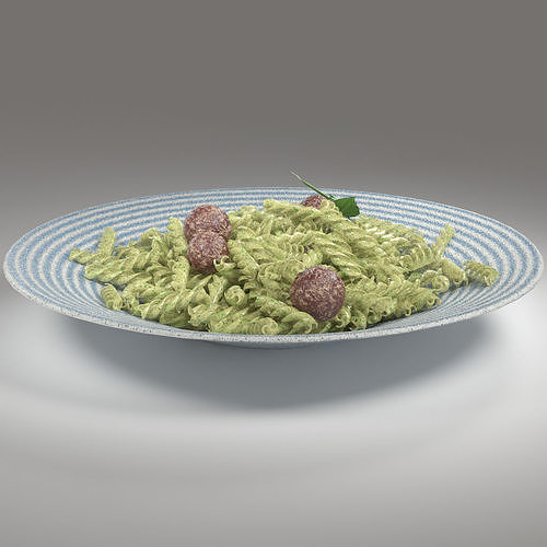 Meatballs Fusilli Pasta and Pesto 3D model 6