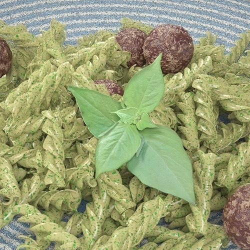 Meatballs Fusilli Pasta and Pesto 3D model 4