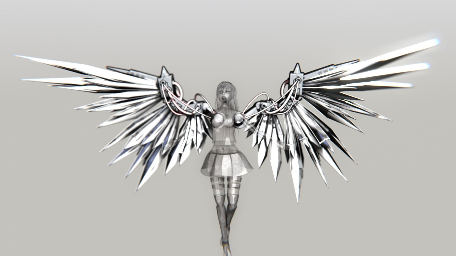 Mecha Angel Wings Low-poly 3D model_3