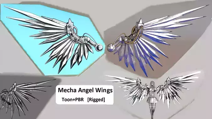 Mecha Angel Wings Low-poly 3D model