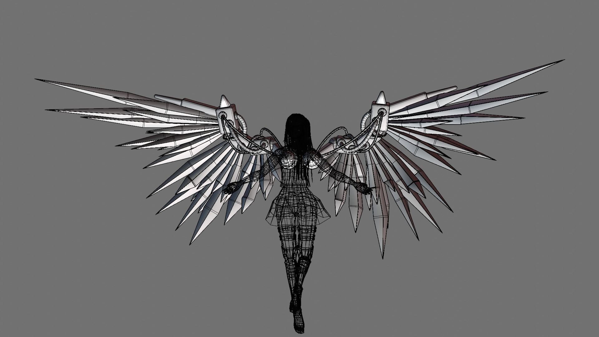 Mecha Angel Wings Low-poly 3D model_6