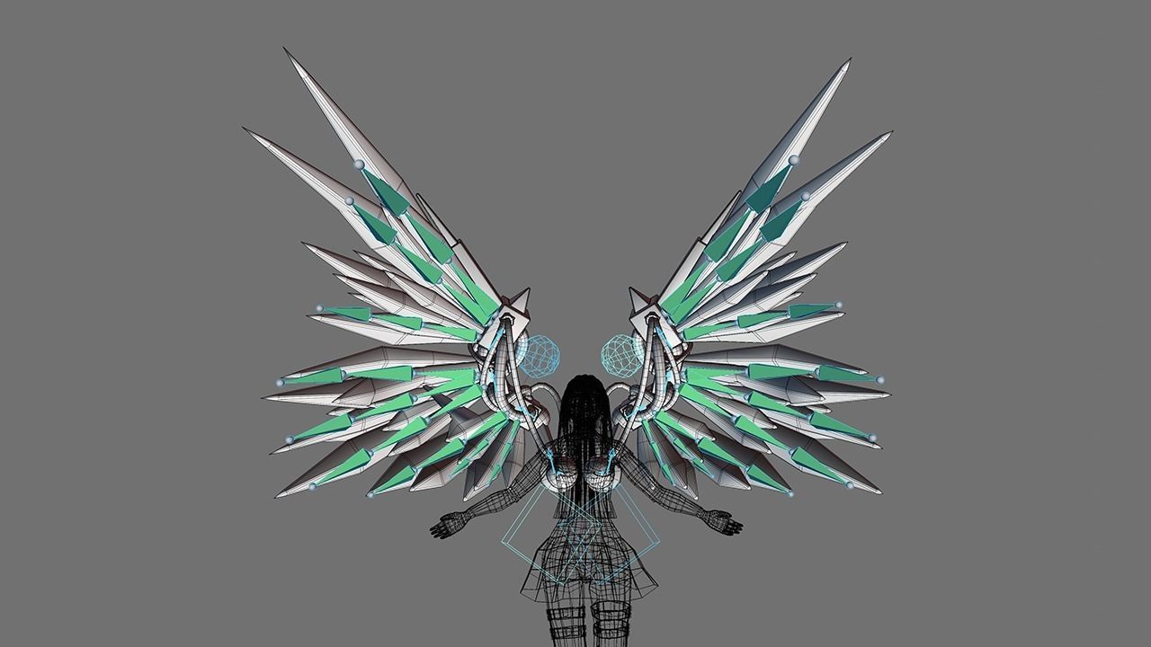 Mecha Angel Wings Low-poly 3D model_5