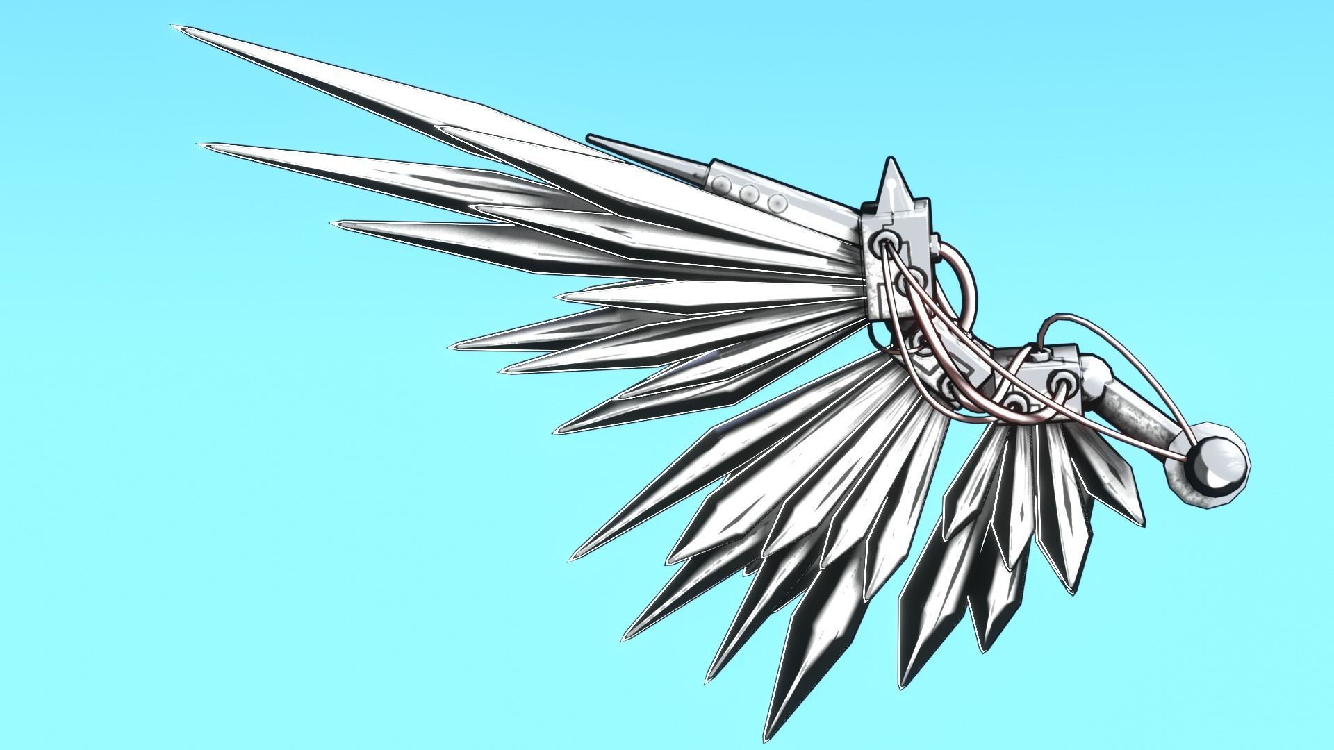 Mecha Angel Wings Low-poly 3D model_2