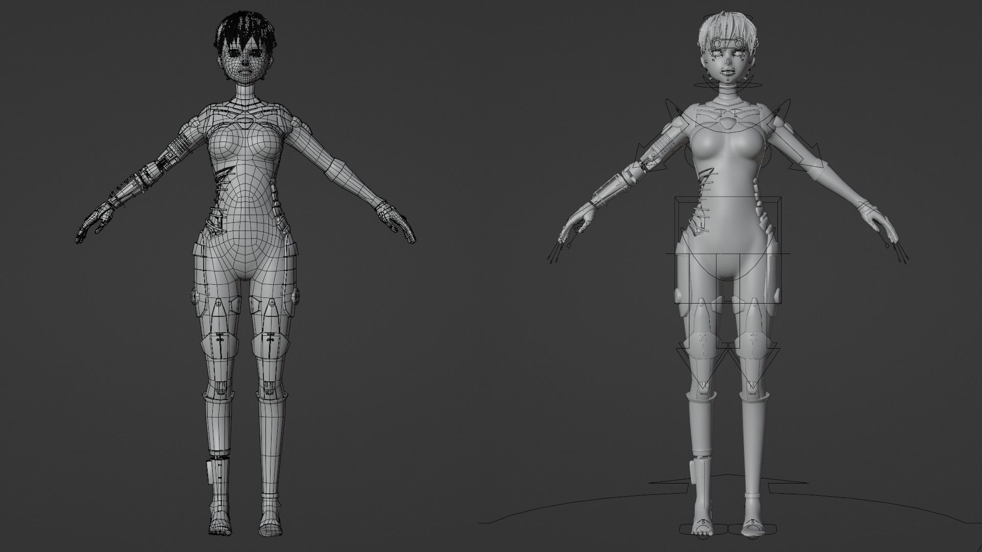 Robotic Alien Girl Low-poly 3D model_15