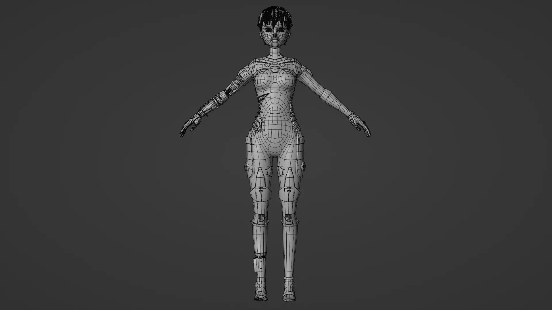 Robotic Alien Girl Low-poly 3D model_18