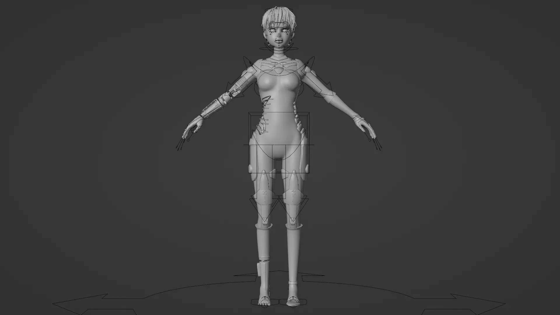 Robotic Alien Girl Low-poly 3D model_17
