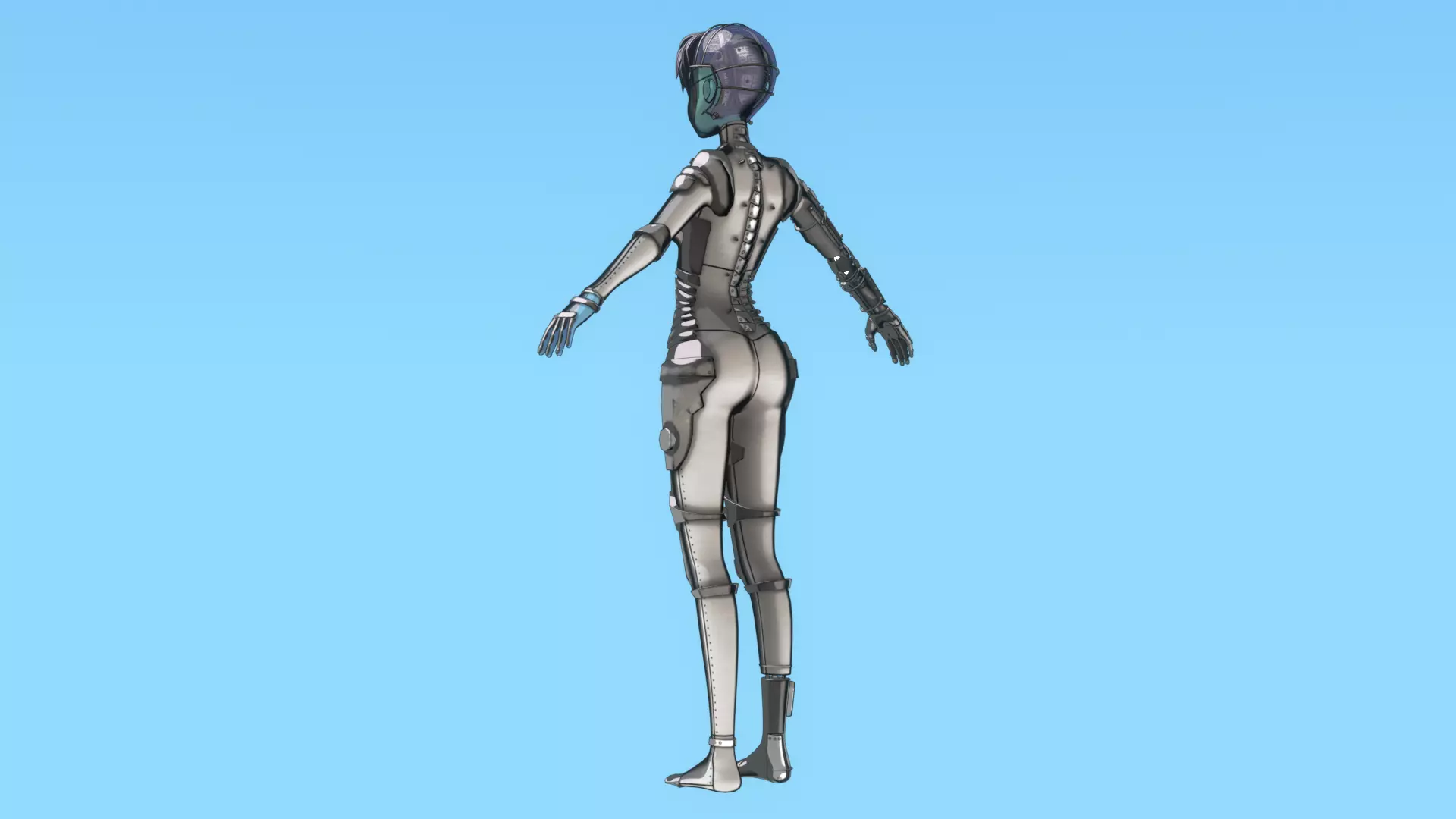 Robotic Alien Girl Low-poly 3D model_14