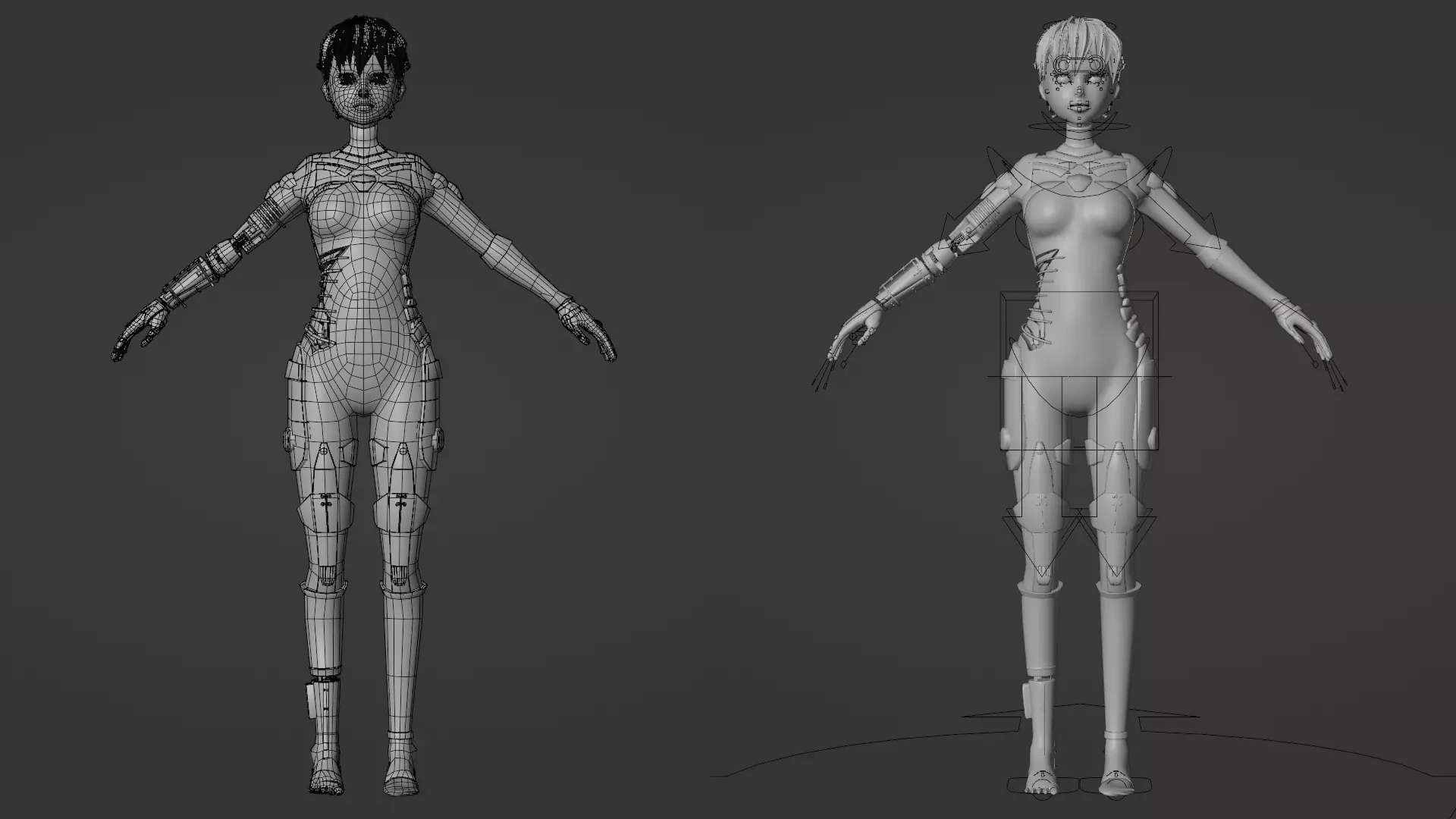 Robotic Alien Girl Low-poly 3D model_16