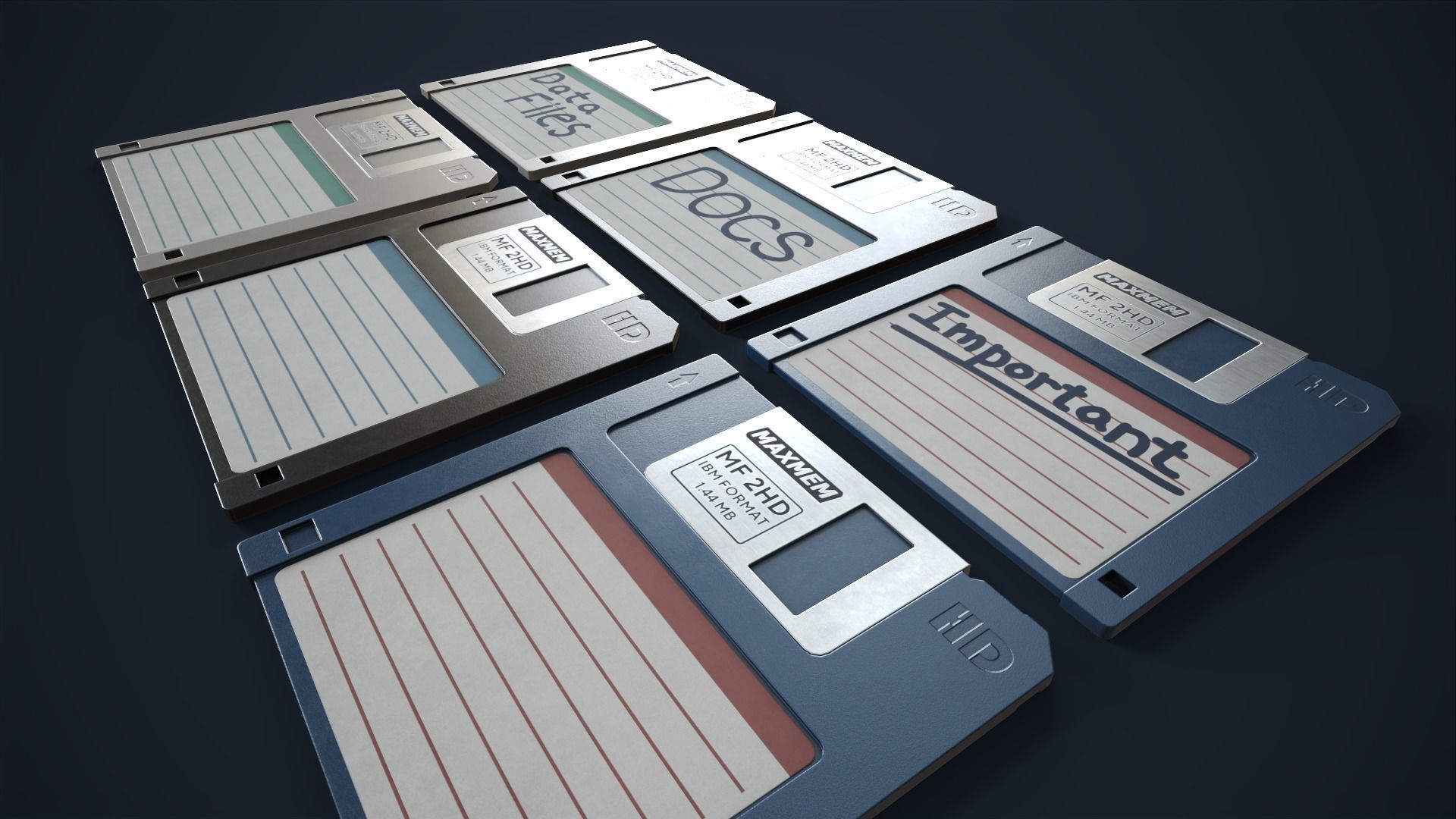 Computer diskette Low-poly 3D model_2