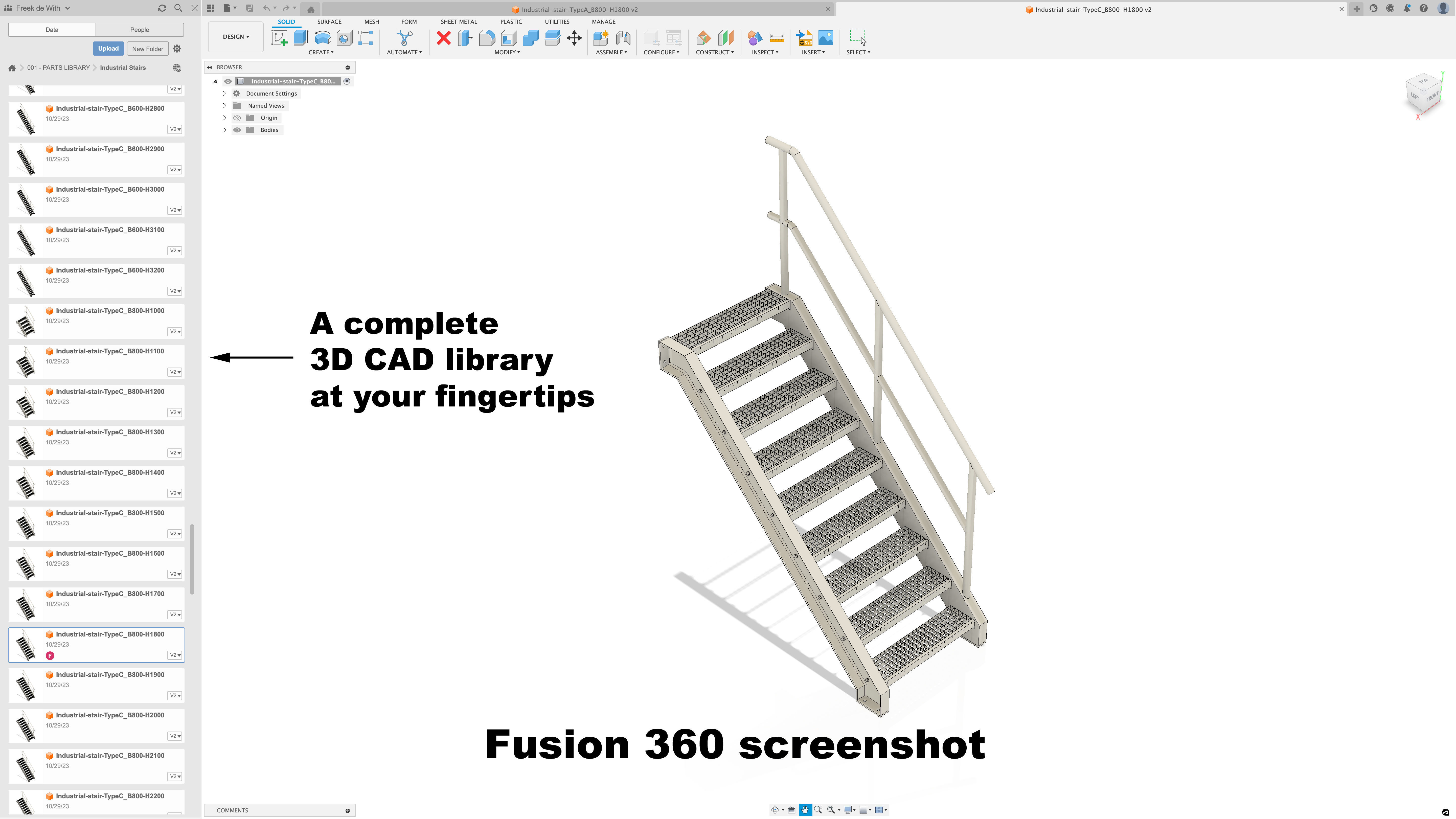 Grid stairs collection - handrail on right side - 46 versions 3D model_5