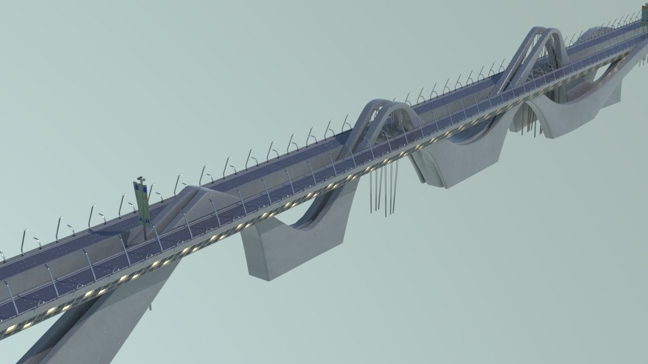 Sheikh Zayed Bridge Low-poly 3D model_3