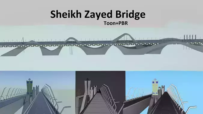 Sheikh Zayed Bridge Low-poly 3D model