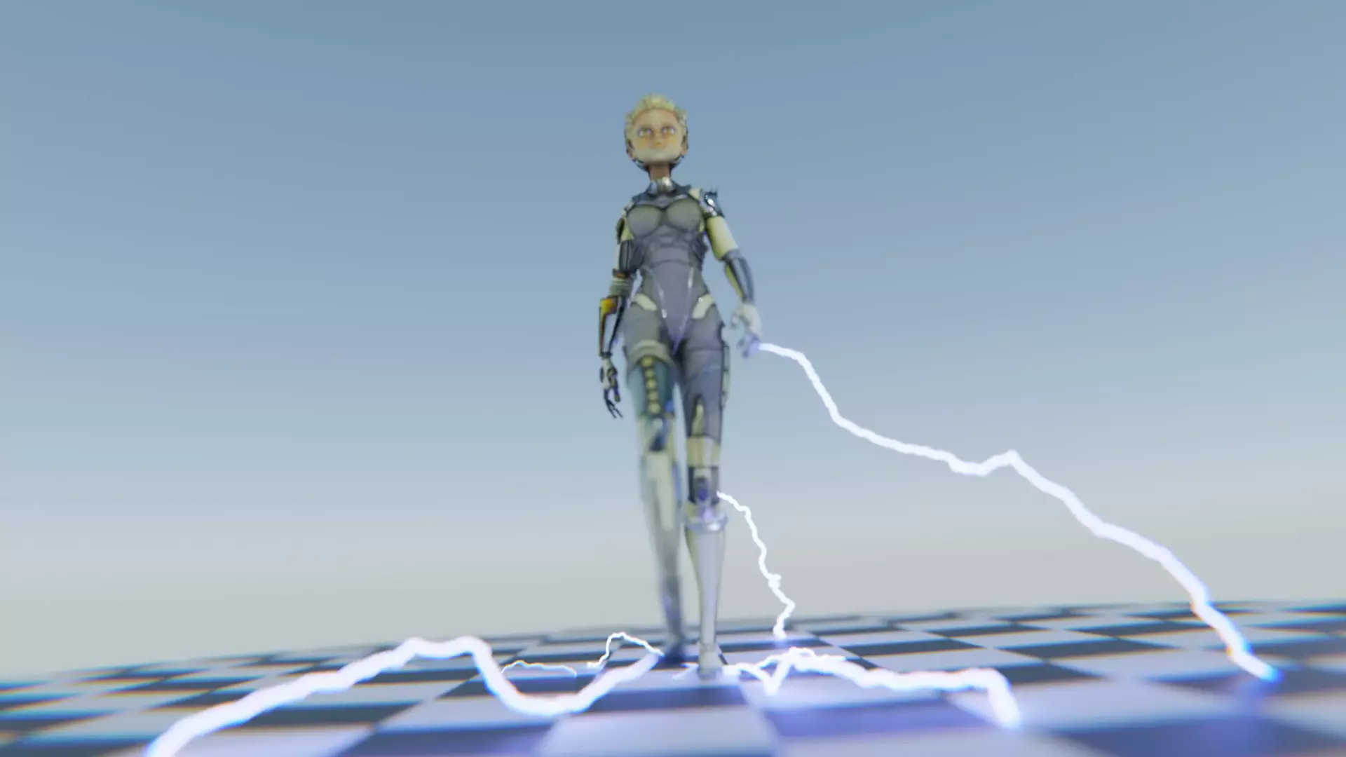 Asymmetric Robotic Characters Cyborg Girl Pack Low-poly 3D model_70