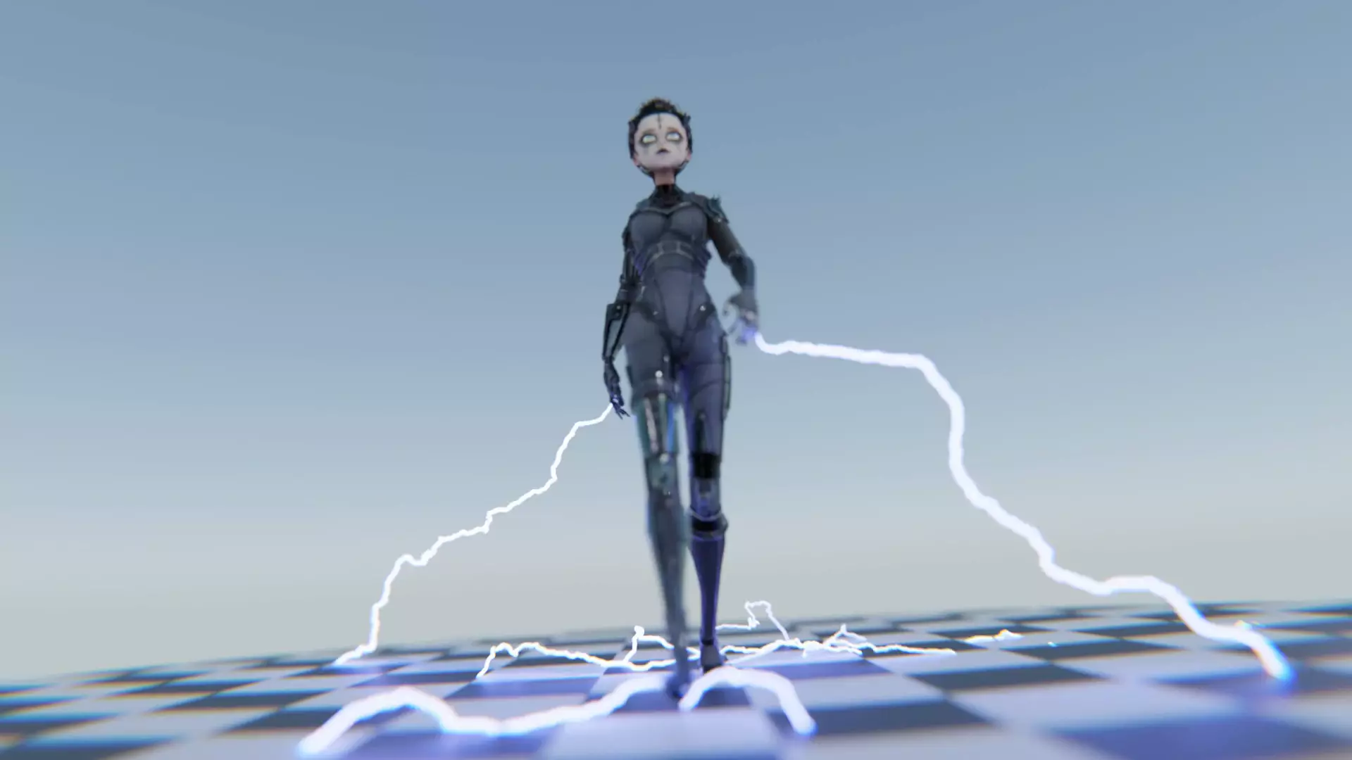 Asymmetric Robotic Characters Cyborg Girl Pack Low-poly 3D model_32