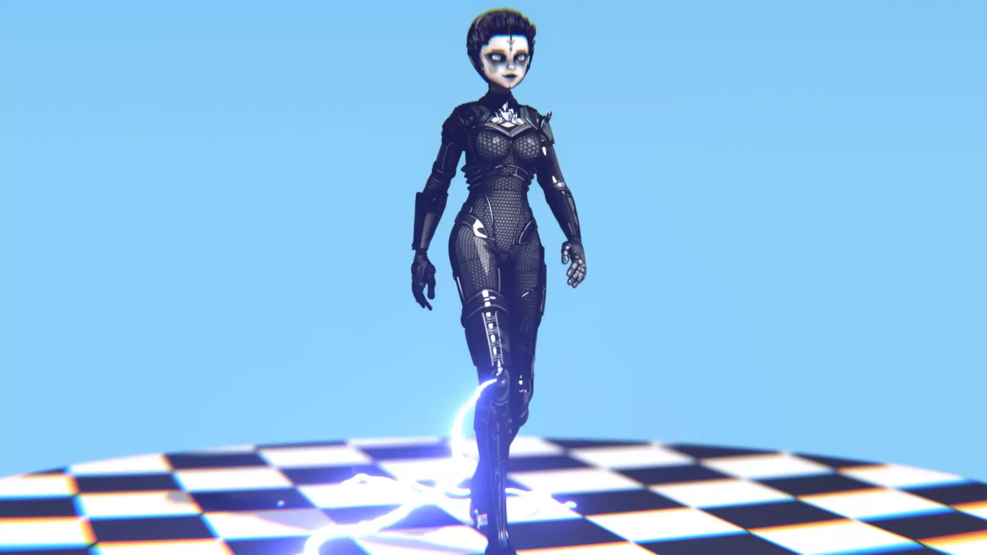 Asymmetric Robotic Characters Cyborg Girl Pack Low-poly 3D model_33