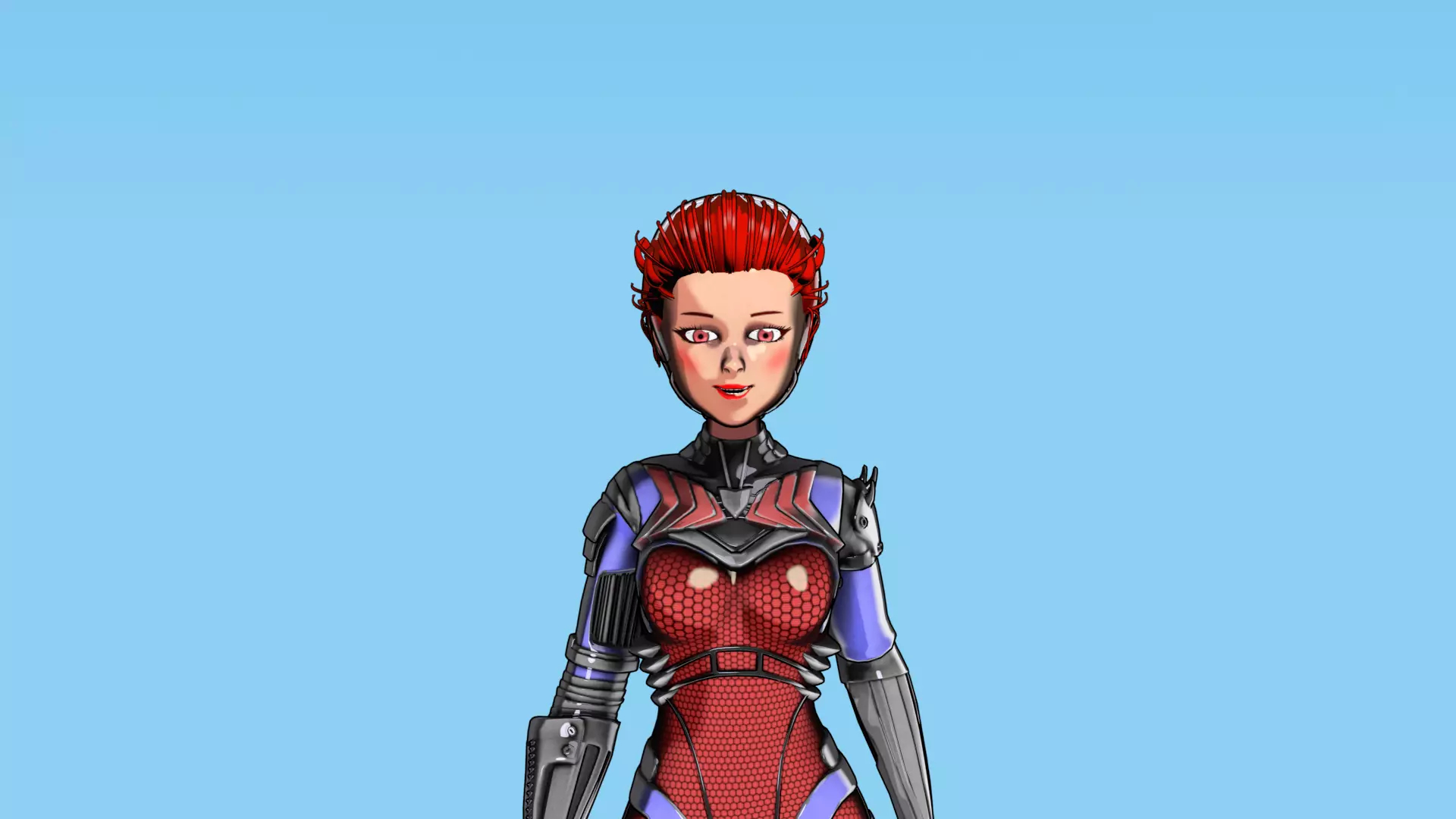 Asymmetric Robotic Characters Cyborg Girl Pack Low-poly 3D model_79