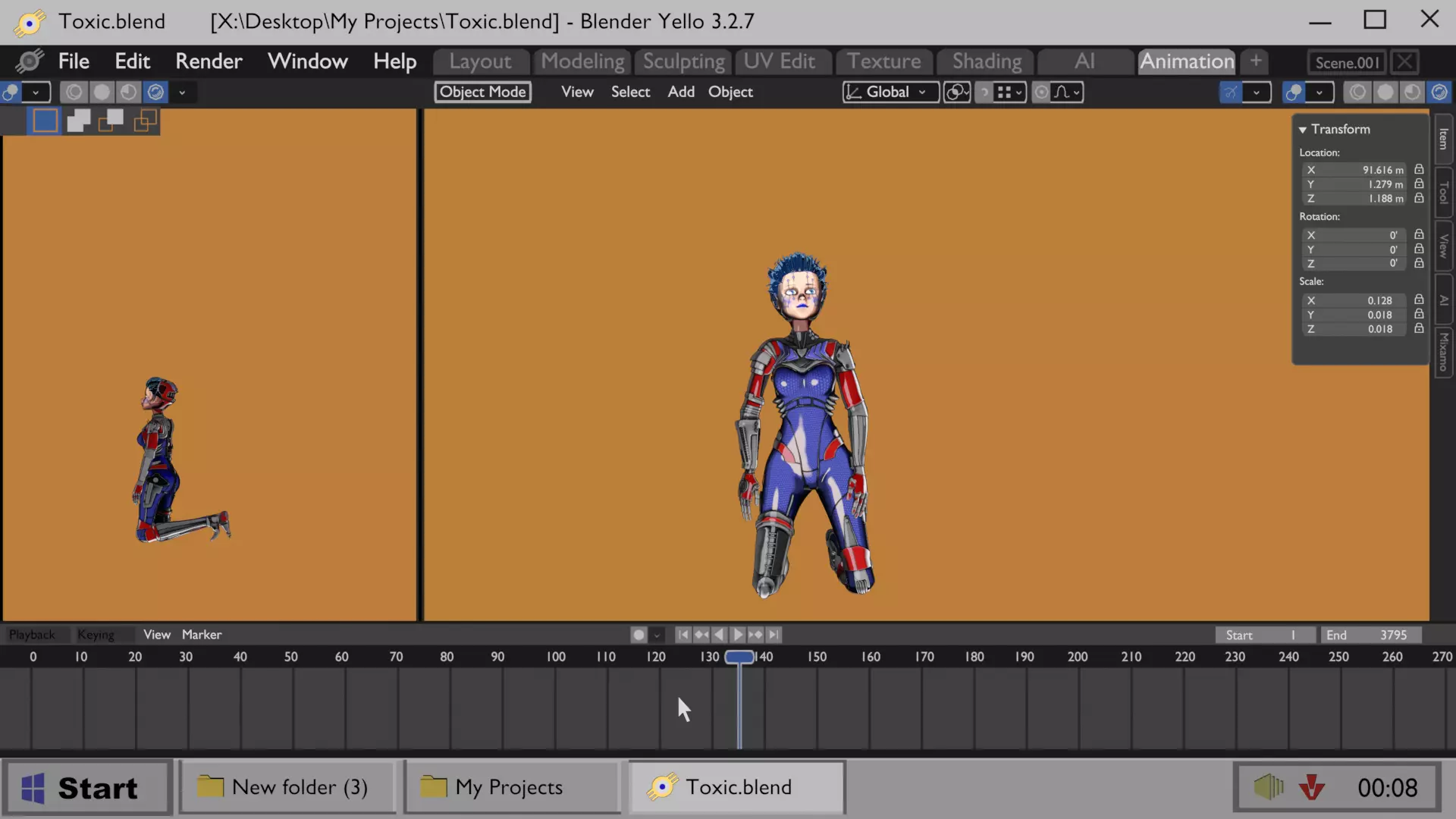 Asymmetric Robotic Characters Cyborg Girl Pack Low-poly 3D model_54