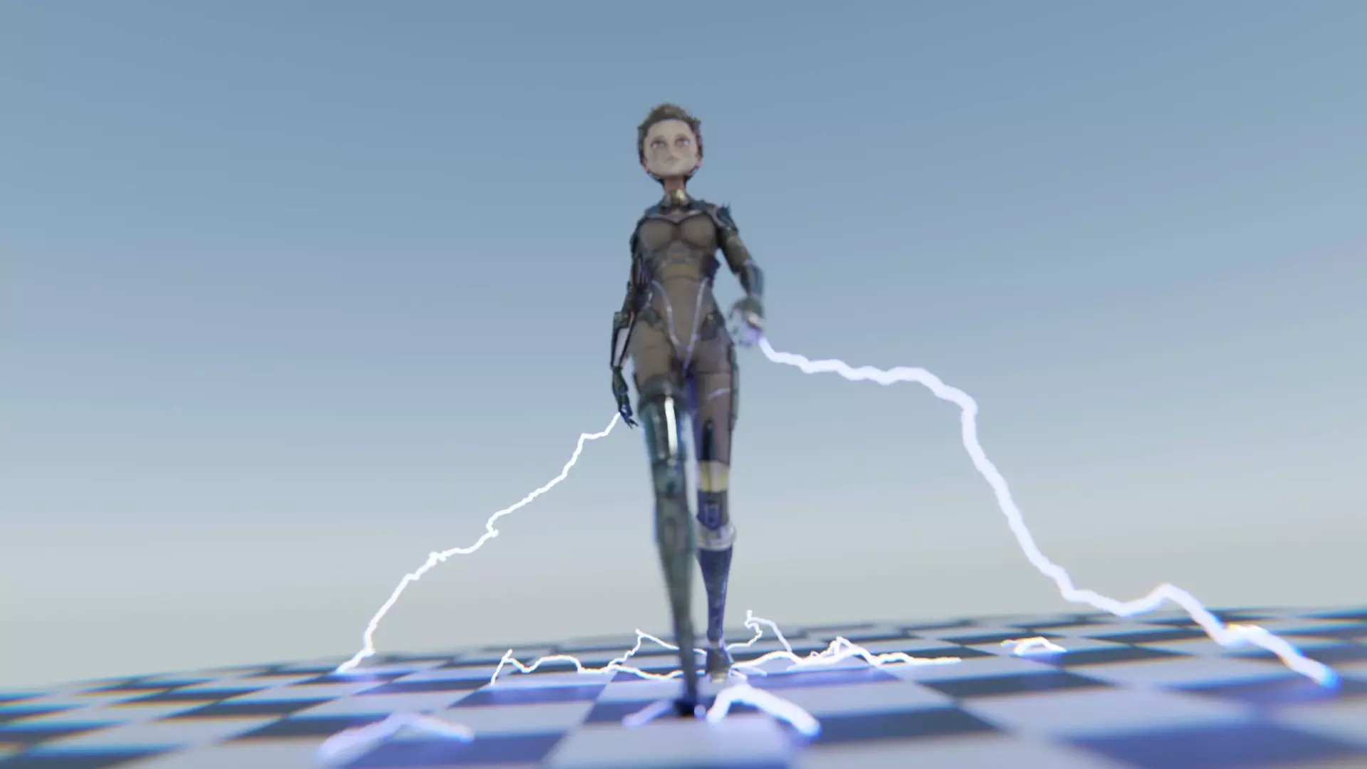 Asymmetric Robotic Characters Cyborg Girl Pack Low-poly 3D model_23