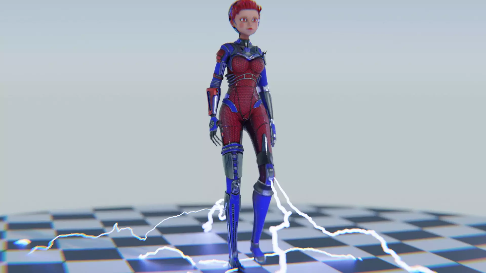 Asymmetric Robotic Characters Cyborg Girl Pack Low-poly 3D model_82